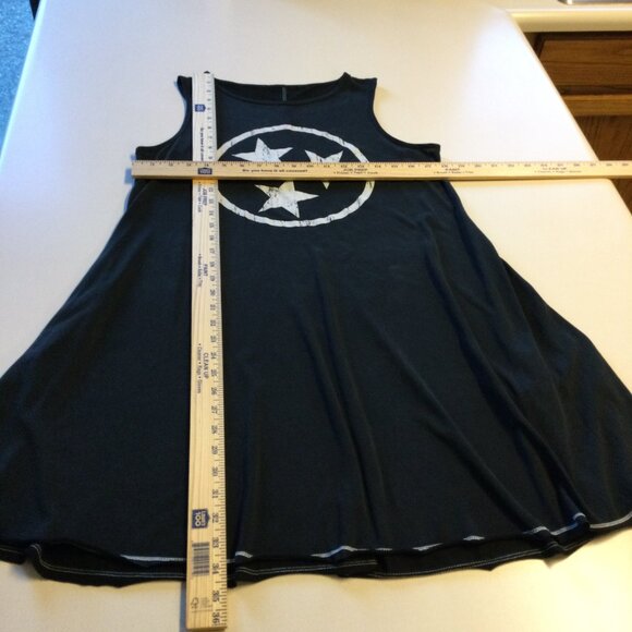 Distressed Star Logo Dress Womens Large Black Sleeveless Pockets Athleisure - Picture 5 of 8